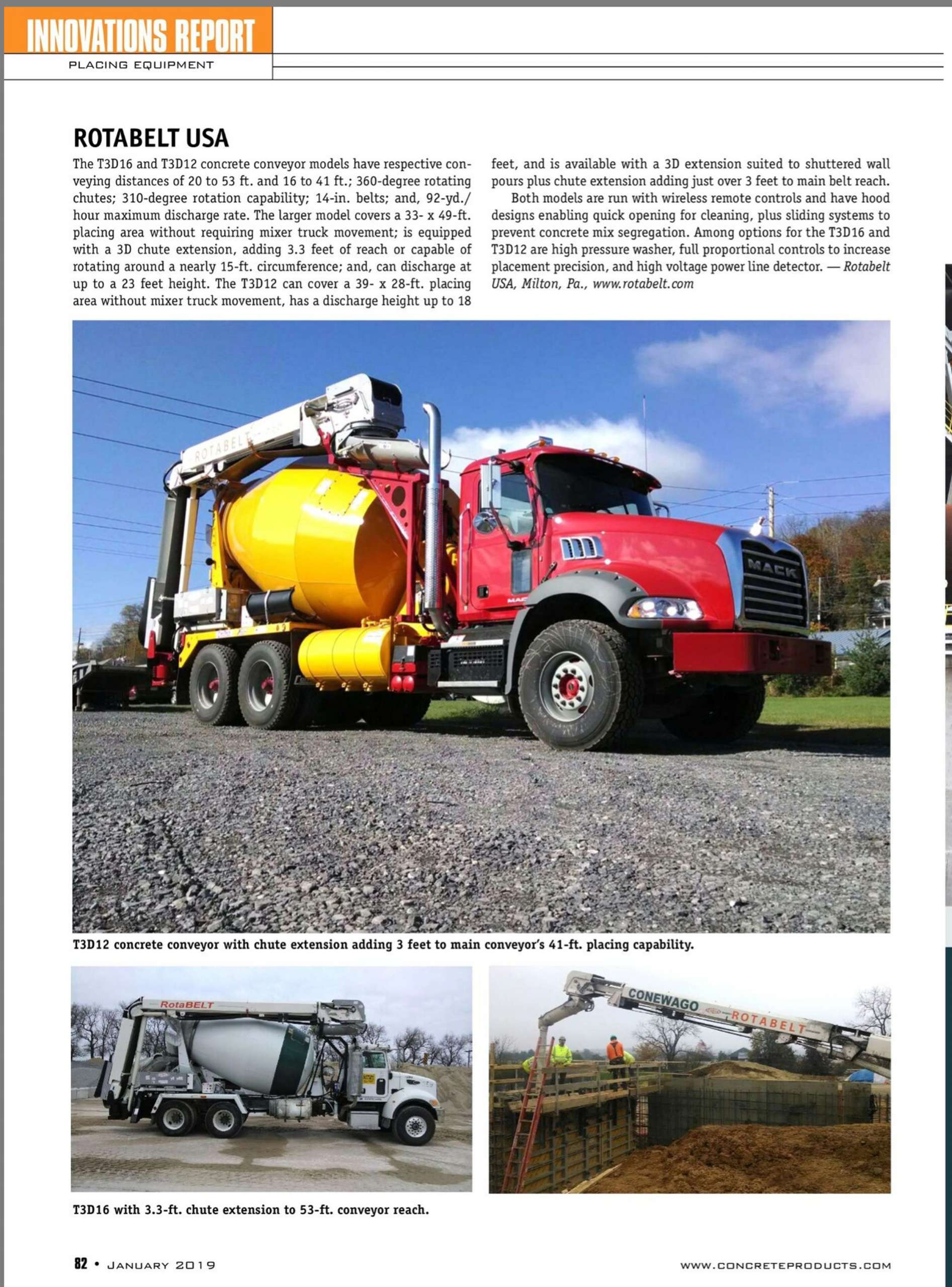 Rotabelt article in Concrete Products January 2019